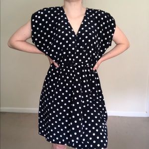 H&M navy blue polka dots dress